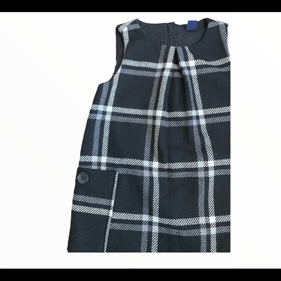 BABYGAP Tucked Jumper Plaid Grid Overall Slip Dress With Pockets Black Girl 4Y - Picture 3 of 9